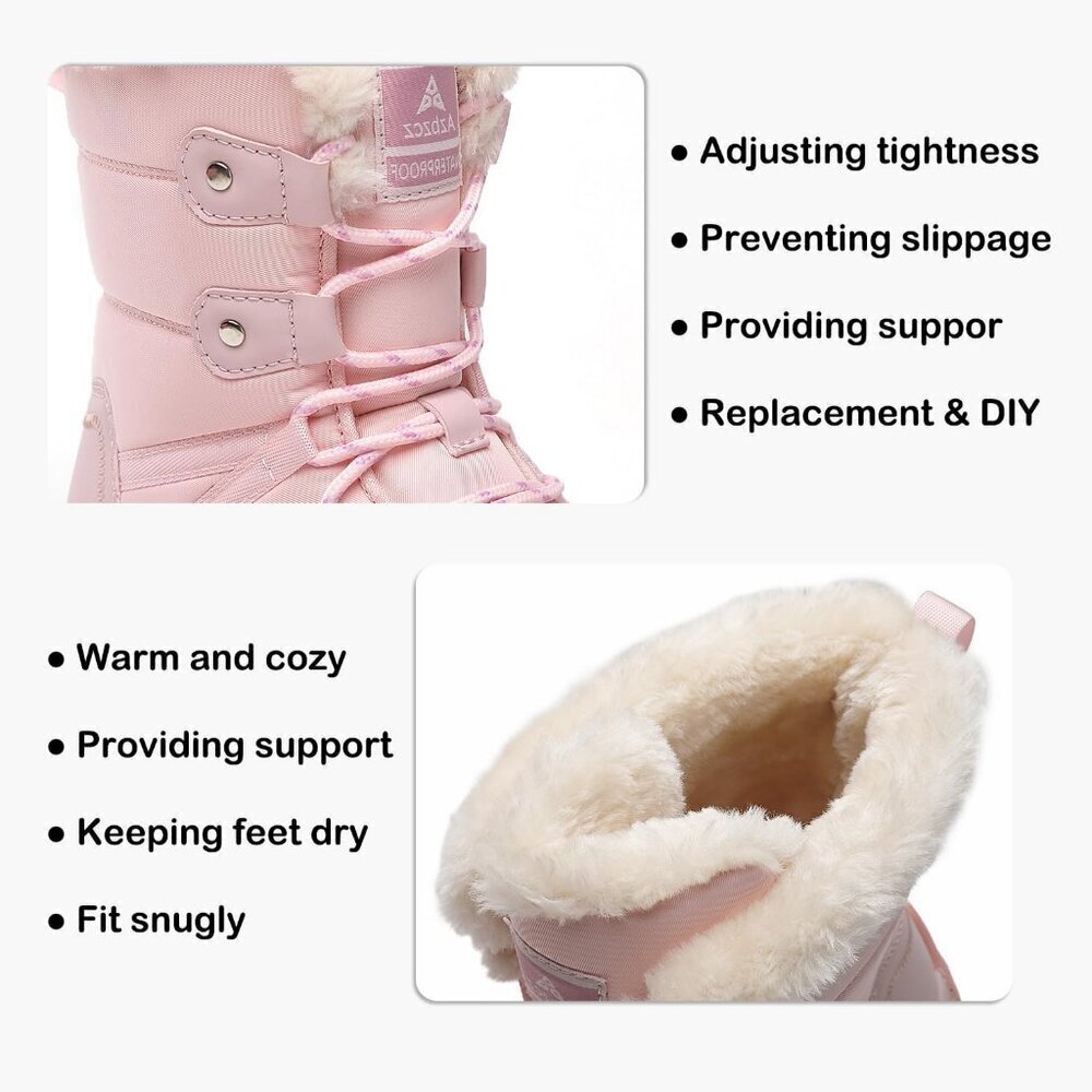 Women Anti Slip Snow Boots Fur Lined Warm Comfortable Pink Winter Shoes USA Pro - Picture 4 of 7